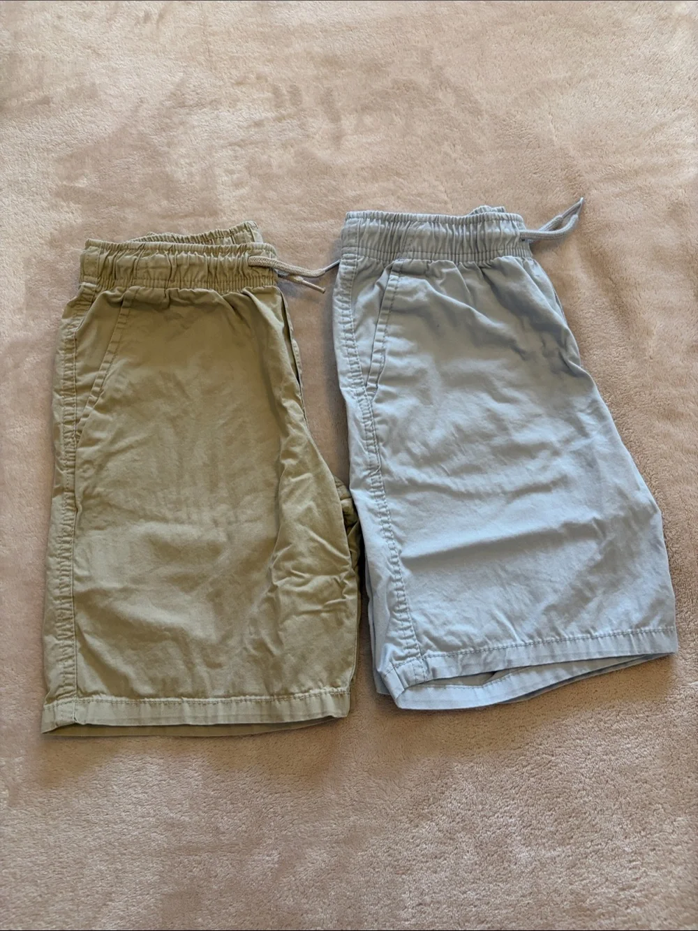 Cat & Jack Kids Elastic Drawstring Shorts - Khaki & Light Blue